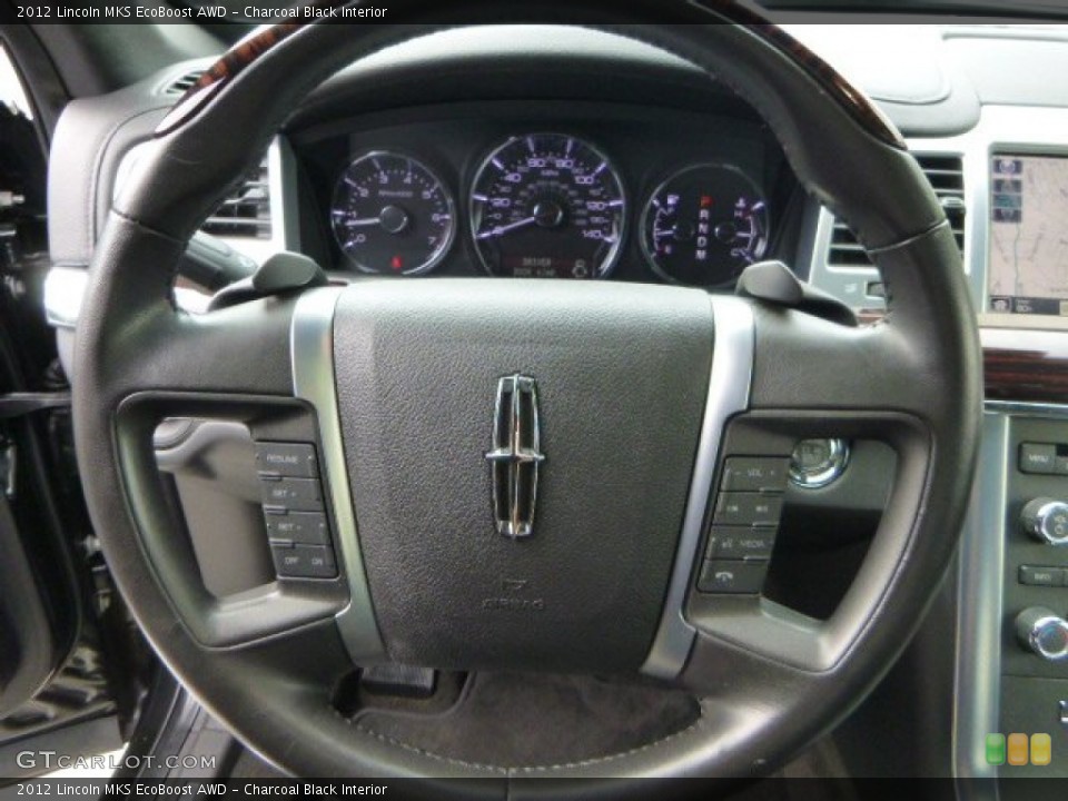 Charcoal Black Interior Steering Wheel for the 2012 Lincoln MKS EcoBoost AWD #84857592