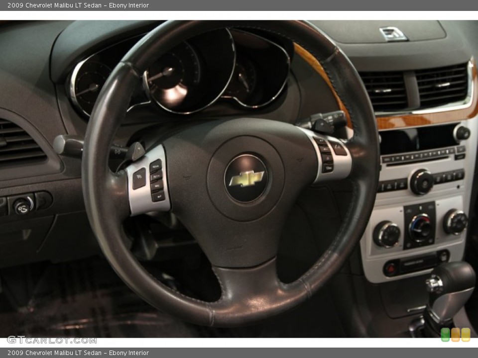 Ebony Interior Steering Wheel for the 2009 Chevrolet Malibu LT Sedan #84863564