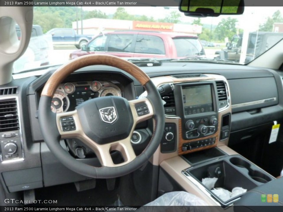Black/Cattle Tan Interior Steering Wheel for the 2013 Ram 2500 Laramie Longhorn Mega Cab 4x4 #84867221