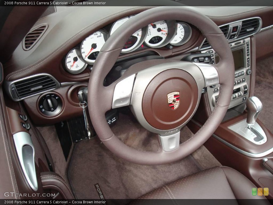 Cocoa Brown Interior Steering Wheel for the 2008 Porsche 911 Carrera S Cabriolet #8498458