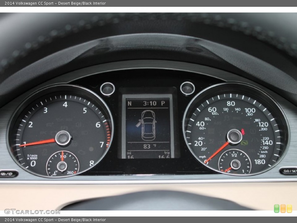 Desert Beige/Black Interior Gauges for the 2014 Volkswagen CC Sport #84994460