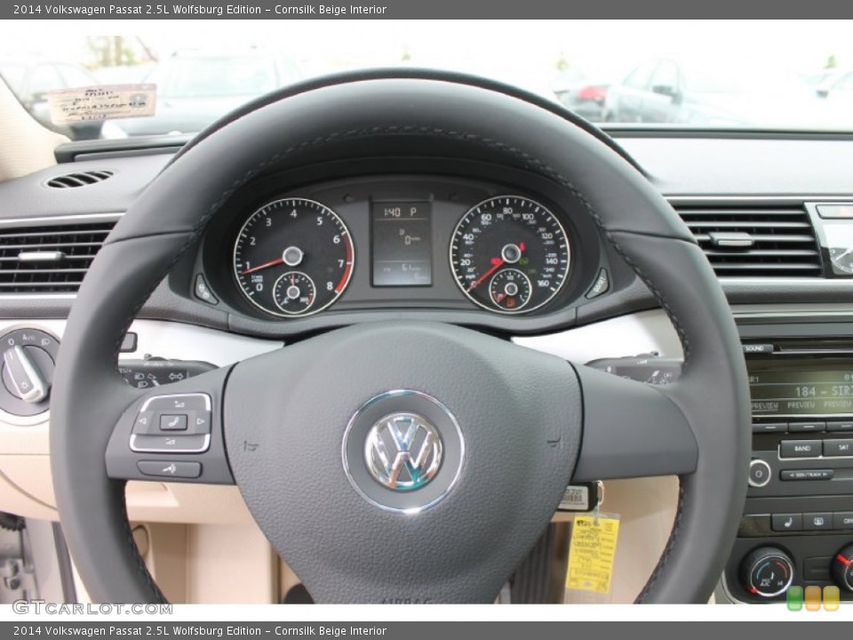 Cornsilk Beige Interior Steering Wheel for the 2014 Volkswagen Passat 2.5L Wolfsburg Edition #84995996