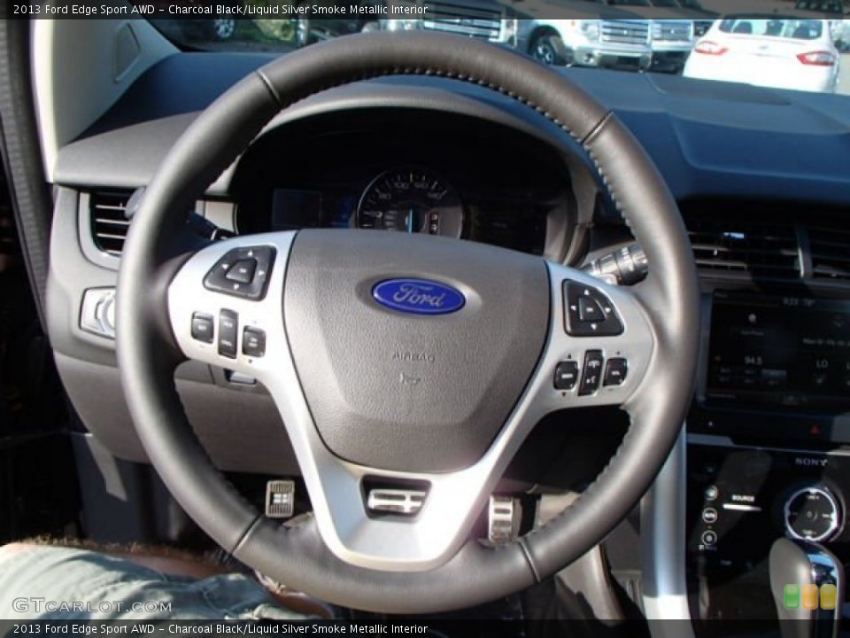 Charcoal Black/Liquid Silver Smoke Metallic Interior Steering Wheel for the 2013 Ford Edge Sport AWD #85009817