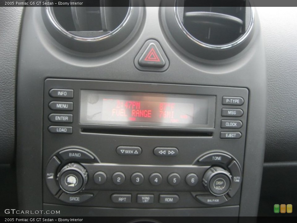 Ebony Interior Audio System for the 2005 Pontiac G6 GT Sedan #85020656