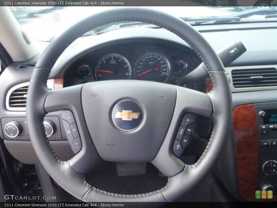 Ebony Interior Steering Wheel for the 2011 Chevrolet Silverado 1500 LTZ Extended Cab 4x4 #85026160