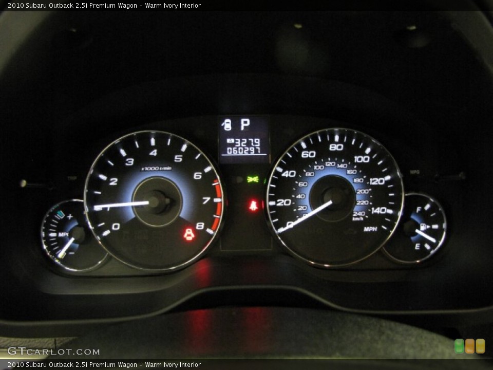 Warm Ivory Interior Gauges for the 2010 Subaru Outback 2.5i Premium Wagon #85088450