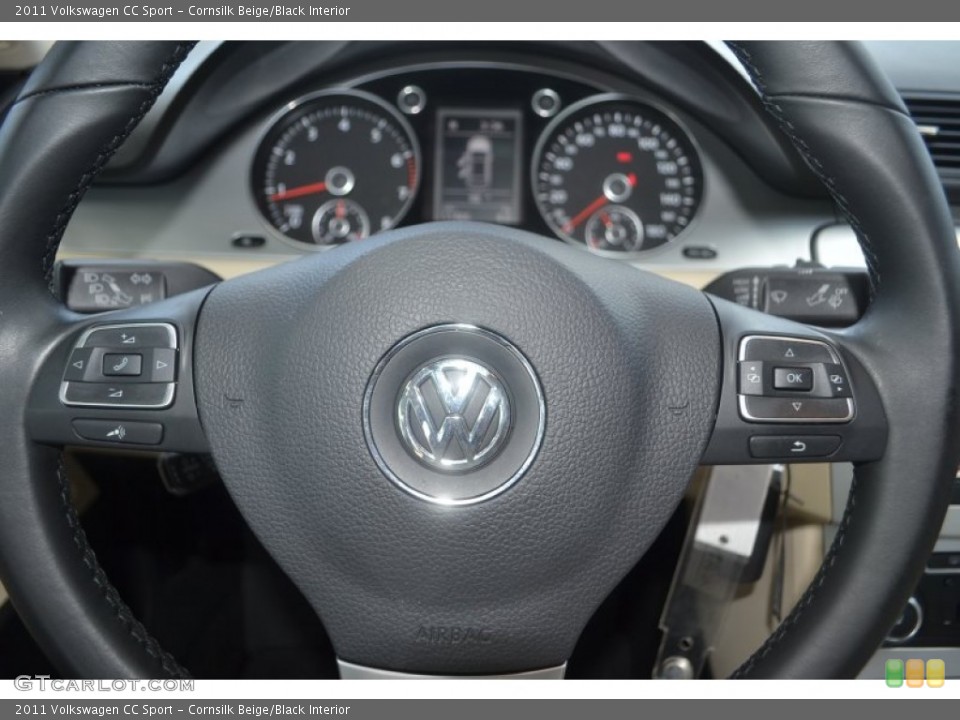 Cornsilk Beige/Black Interior Steering Wheel for the 2011 Volkswagen CC Sport #85114016