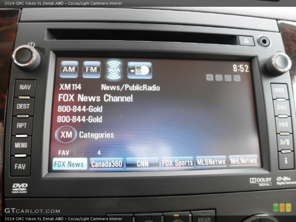 Cocoa/Light Cashmere Interior Controls for the 2014 GMC Yukon XL Denali AWD #85115840