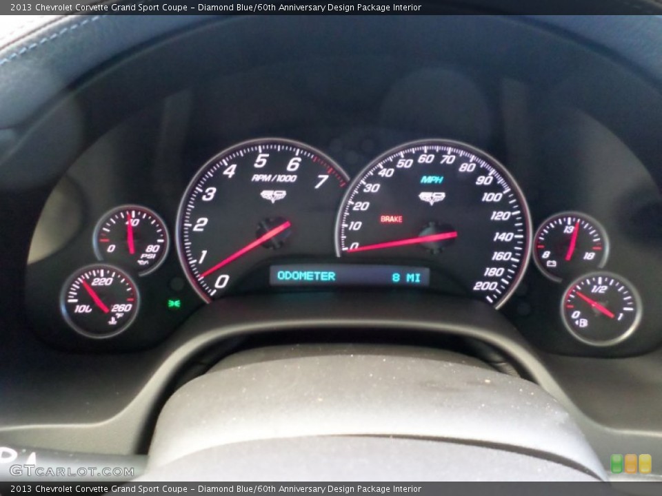 Diamond Blue/60th Anniversary Design Package Interior Gauges for the 2013 Chevrolet Corvette Grand Sport Coupe #85131221