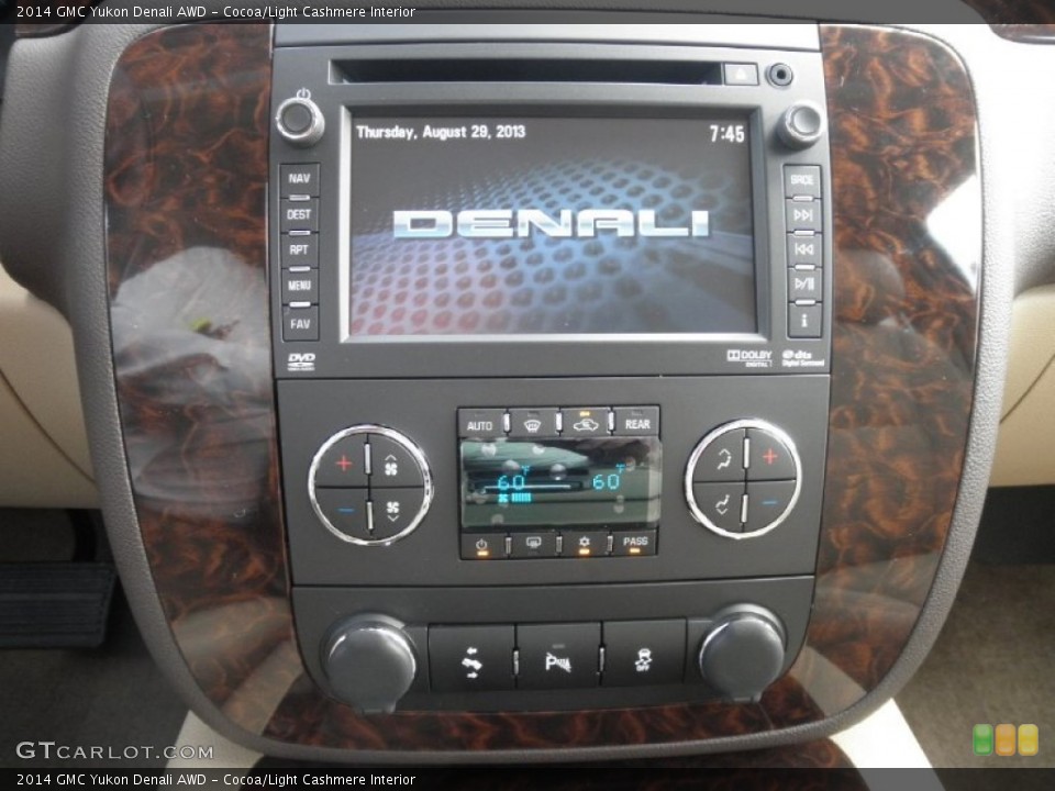 Cocoa/Light Cashmere Interior Controls for the 2014 GMC Yukon Denali AWD #85133746