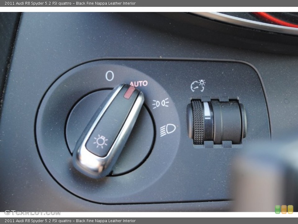 Black Fine Nappa Leather Interior Controls for the 2011 Audi R8 Spyder 5.2 FSI quattro #85154171