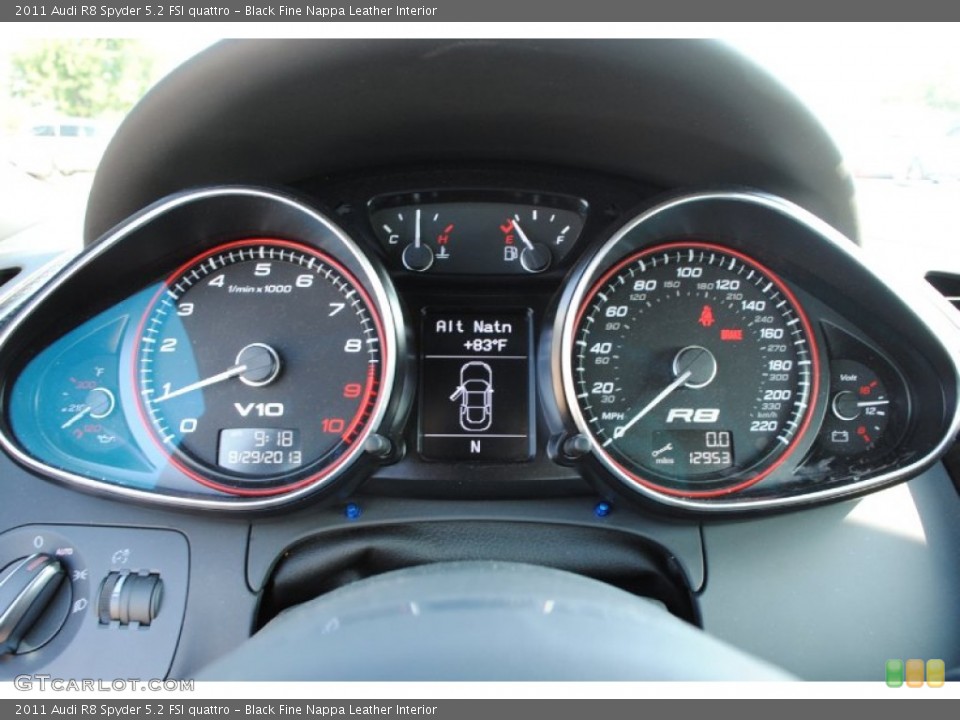 Black Fine Nappa Leather Interior Gauges for the 2011 Audi R8 Spyder 5.2 FSI quattro #85154255