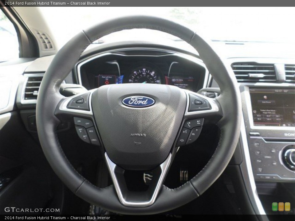 Charcoal Black Interior Steering Wheel for the 2014 Ford Fusion Hybrid Titanium #85159784