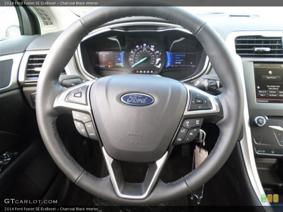 Charcoal Black Interior Steering Wheel for the 2014 Ford Fusion SE EcoBoost #85163456