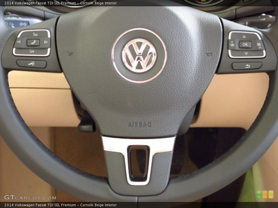 Cornsilk Beige Interior Steering Wheel for the 2014 Volkswagen Passat TDI SEL Premium #85167976
