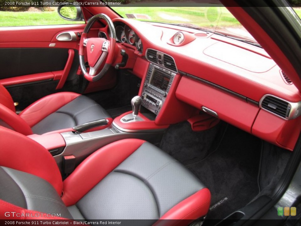 Black/Carrera Red Interior Dashboard for the 2008 Porsche 911 Turbo Cabriolet #85200047