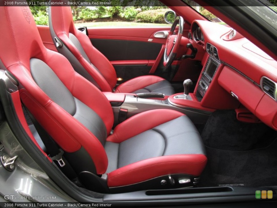 Black/Carrera Red Interior Front Seat for the 2008 Porsche 911 Turbo Cabriolet #85200068