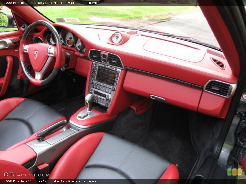 Black/Carrera Red Interior Dashboard for the 2008 Porsche 911 Turbo Cabriolet #85200110