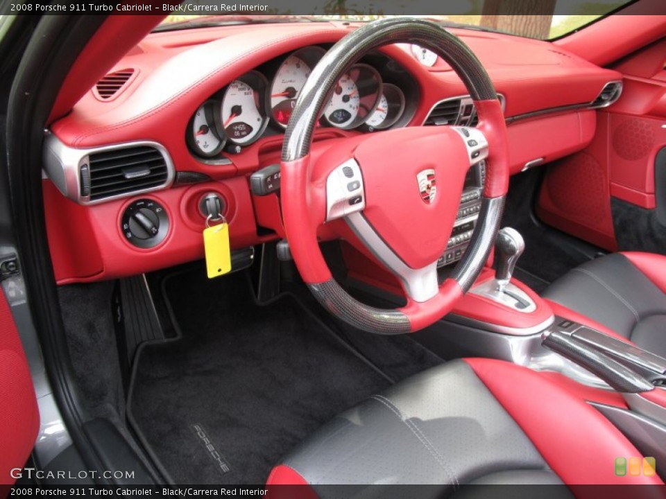 Black/Carrera Red Interior Dashboard for the 2008 Porsche 911 Turbo Cabriolet #85200224