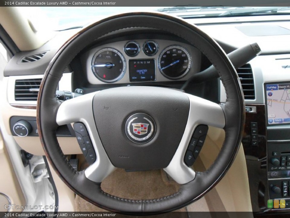 Cashmere/Cocoa Interior Steering Wheel for the 2014 Cadillac Escalade Luxury AWD #85217750