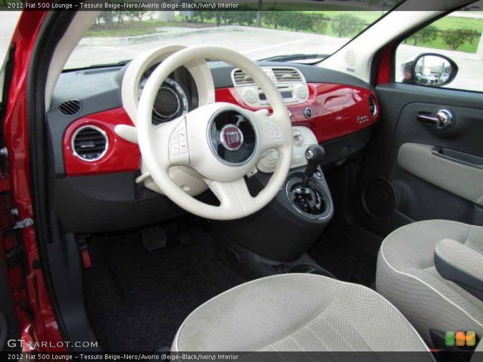 Tessuto Beige-Nero/Avorio (Beige-Black/Ivory) Interior Prime Interior for the 2012 Fiat 500 Lounge #85222478