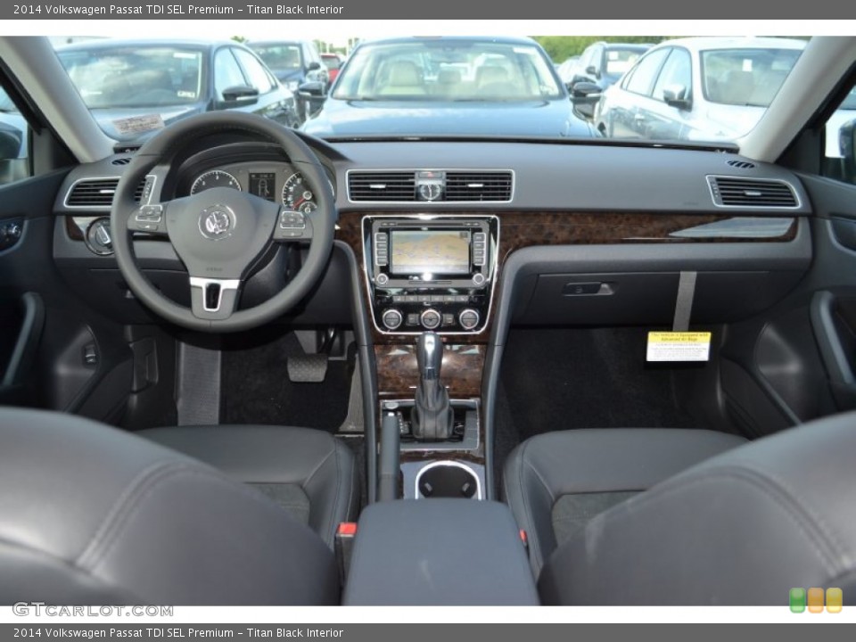 Titan Black Interior Dashboard for the 2014 Volkswagen Passat TDI SEL Premium #85233973