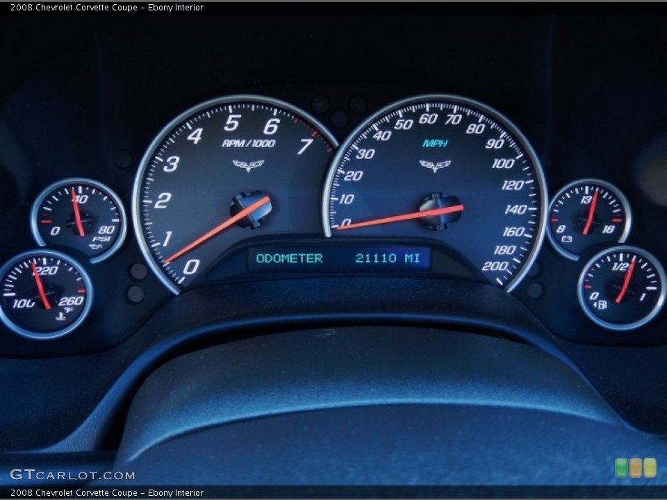 Ebony Interior Gauges for the 2008 Chevrolet Corvette Coupe #85261170