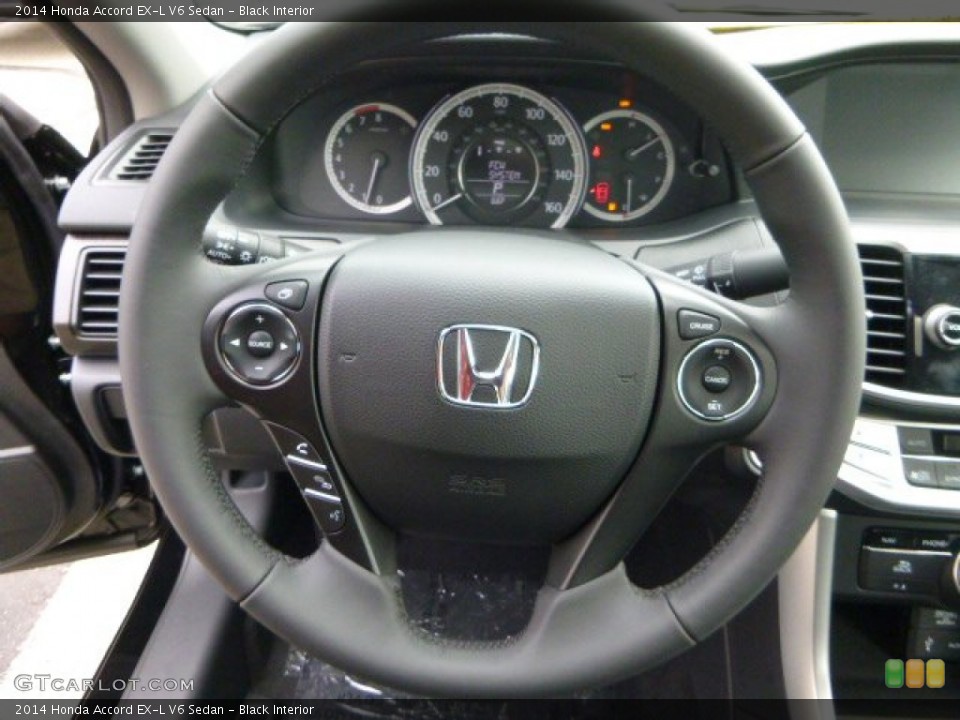 Black Interior Steering Wheel for the 2014 Honda Accord EX-L V6 Sedan #85346912