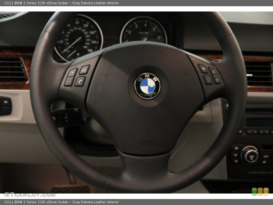 Gray Dakota Leather Interior Steering Wheel for the 2011 BMW 3 Series 328i xDrive Sedan #85398131