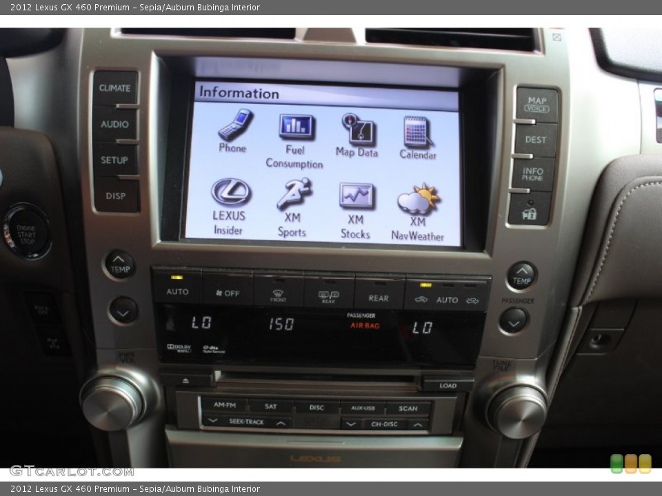 Sepia/Auburn Bubinga Interior Controls for the 2012 Lexus GX 460 Premium #85401487