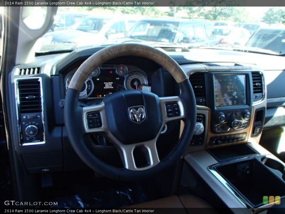 Longhorn Black/Cattle Tan Interior Steering Wheel for the 2014 Ram 1500 Laramie Longhorn Crew Cab 4x4 #85416882