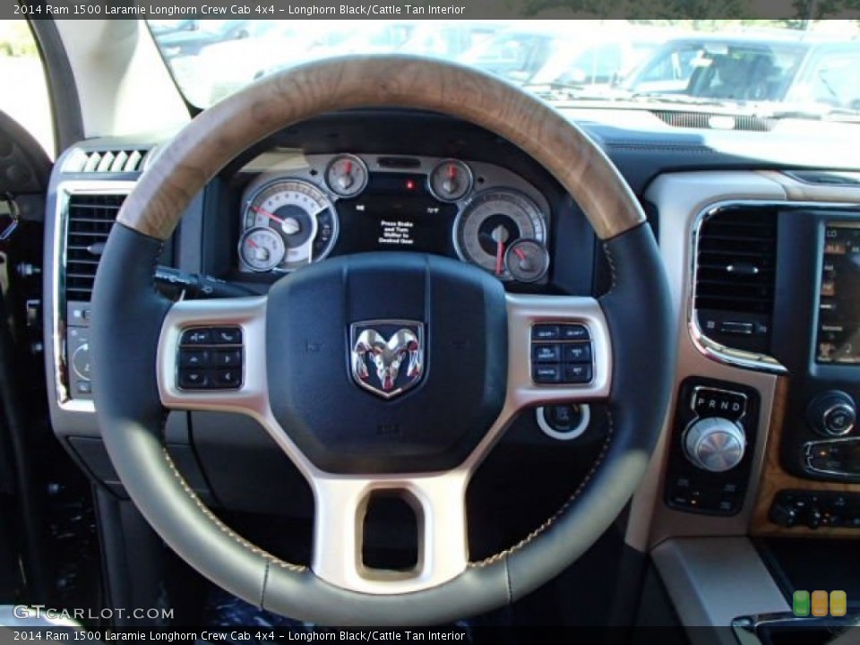 Longhorn Black/Cattle Tan Interior Steering Wheel for the 2014 Ram 1500 Laramie Longhorn Crew Cab 4x4 #85416990