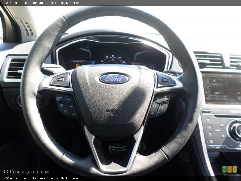 Charcoal Black Interior Steering Wheel for the 2014 Ford Fusion Titanium #85436256