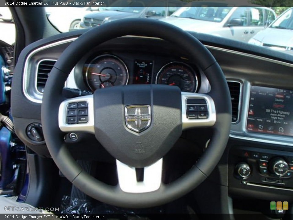 Black/Tan Interior Steering Wheel for the 2014 Dodge Charger SXT Plus AWD #85503908