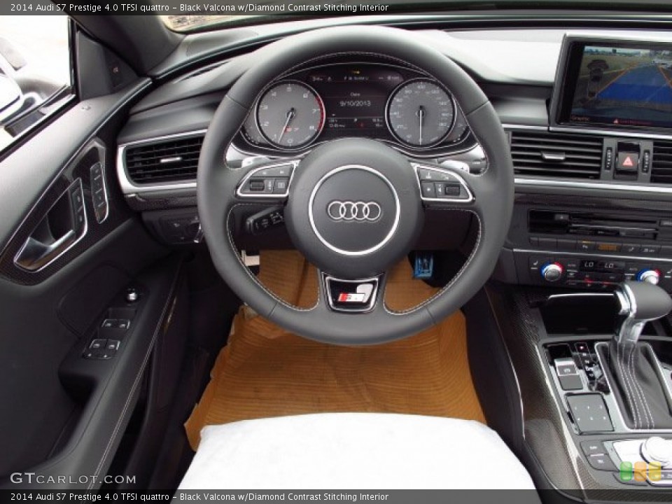 Black Valcona w/Diamond Contrast Stitching Interior Steering Wheel for the 2014 Audi S7 Prestige 4.0 TFSI quattro #85507946