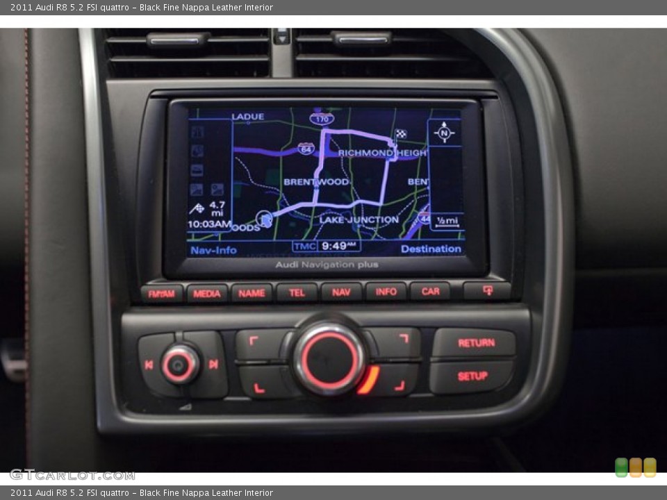 Black Fine Nappa Leather Interior Navigation for the 2011 Audi R8 5.2 FSI quattro #85550000