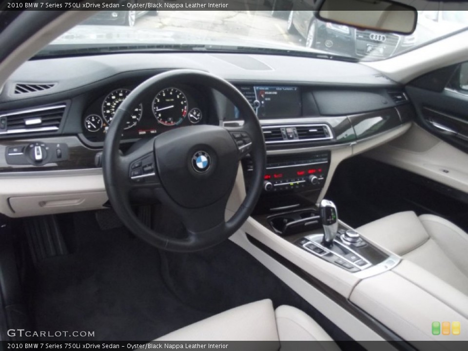 Oyster/Black Nappa Leather Interior Prime Interior for the 2010 BMW 7 Series 750Li xDrive Sedan #85550912