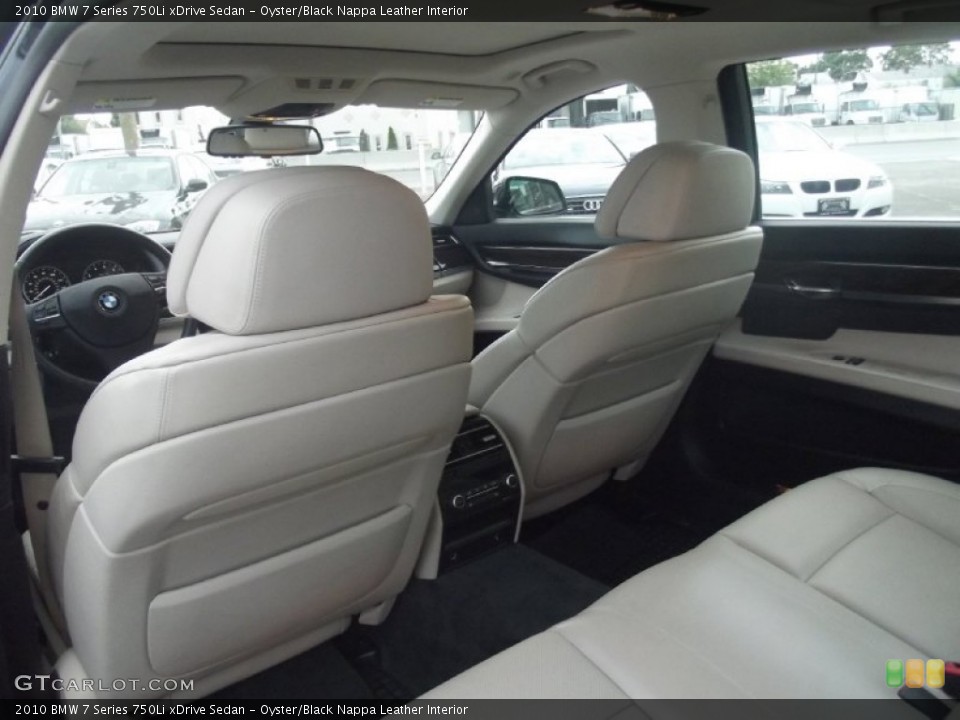 Oyster/Black Nappa Leather Interior Rear Seat for the 2010 BMW 7 Series 750Li xDrive Sedan #85550963