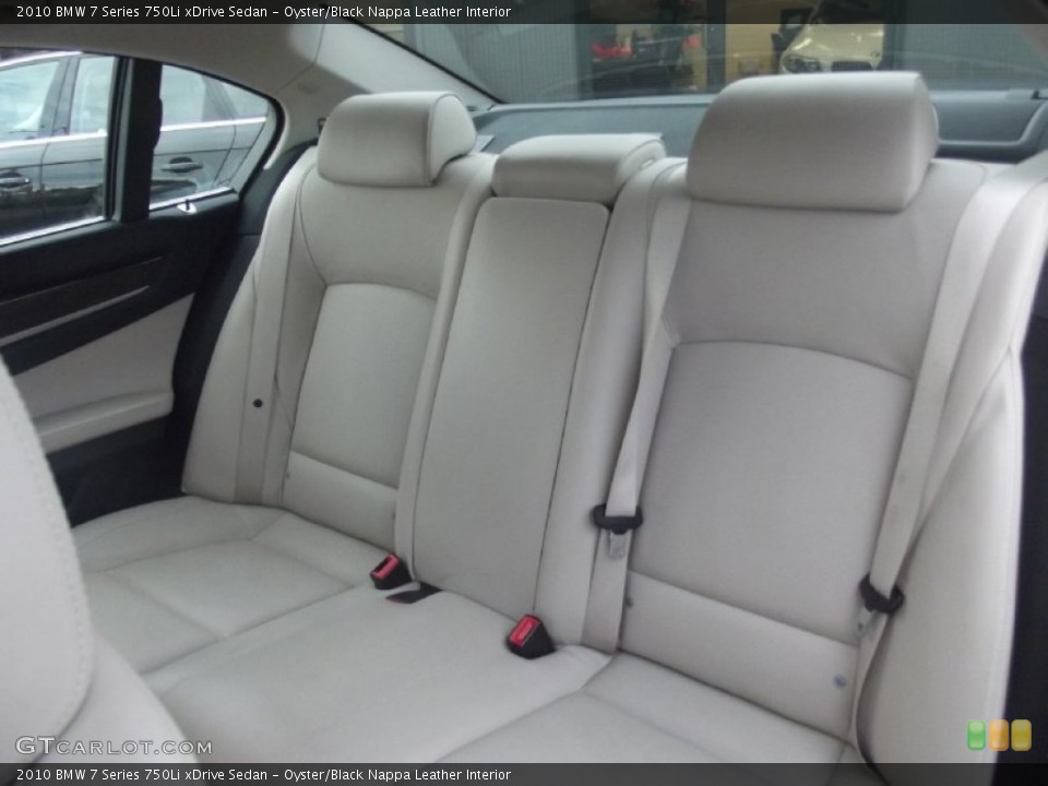 Oyster/Black Nappa Leather Interior Rear Seat for the 2010 BMW 7 Series 750Li xDrive Sedan #85550981