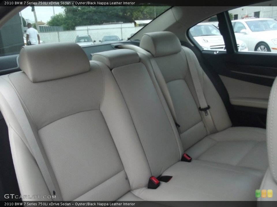 Oyster/Black Nappa Leather Interior Rear Seat for the 2010 BMW 7 Series 750Li xDrive Sedan #85551020