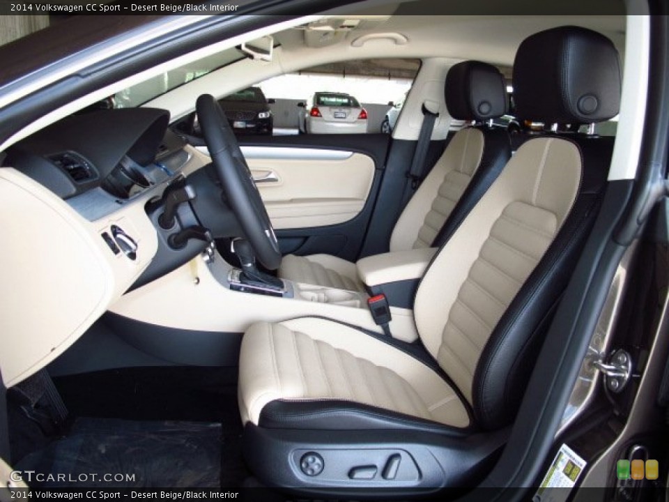 Desert Beige/Black Interior Front Seat for the 2014 Volkswagen CC Sport #85606600
