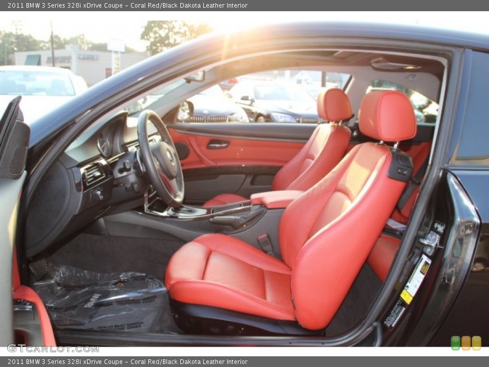 Coral Red/Black Dakota Leather Interior Front Seat for the 2011 BMW 3 Series 328i xDrive Coupe #85608724
