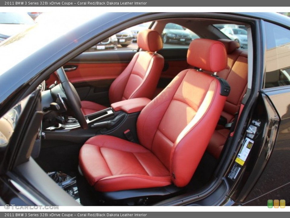 Coral Red/Black Dakota Leather Interior Front Seat for the 2011 BMW 3 Series 328i xDrive Coupe #85608748
