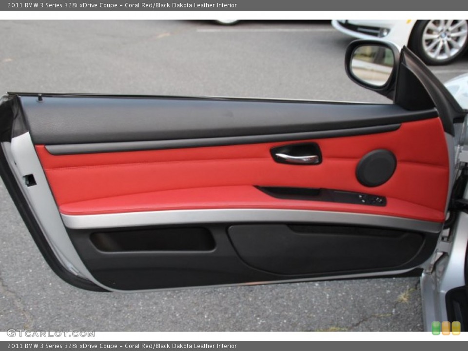Coral Red/Black Dakota Leather Interior Door Panel for the 2011 BMW 3 Series 328i xDrive Coupe #85609411