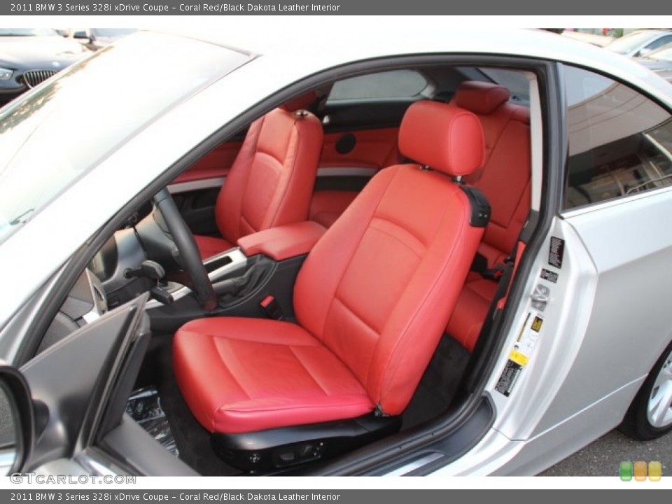 Coral Red/Black Dakota Leather Interior Front Seat for the 2011 BMW 3 Series 328i xDrive Coupe #85609477