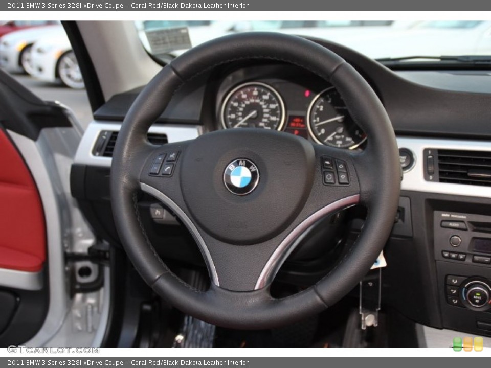 Coral Red/Black Dakota Leather Interior Steering Wheel for the 2011 BMW 3 Series 328i xDrive Coupe #85609564