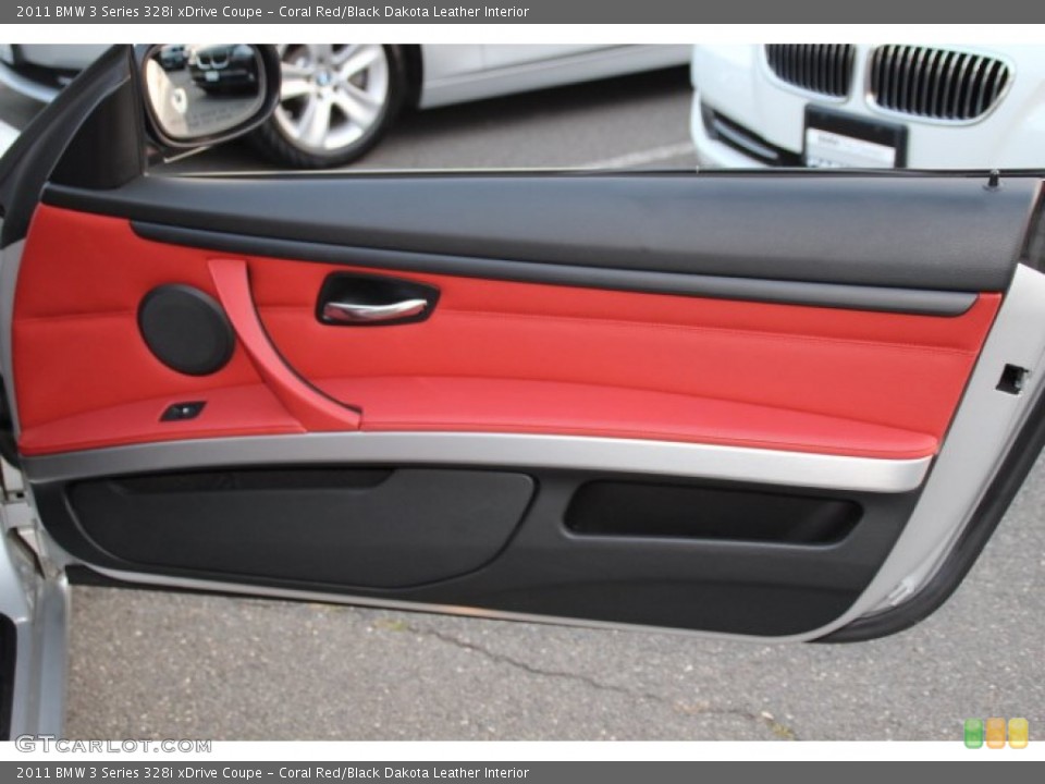Coral Red/Black Dakota Leather Interior Door Panel for the 2011 BMW 3 Series 328i xDrive Coupe #85609714