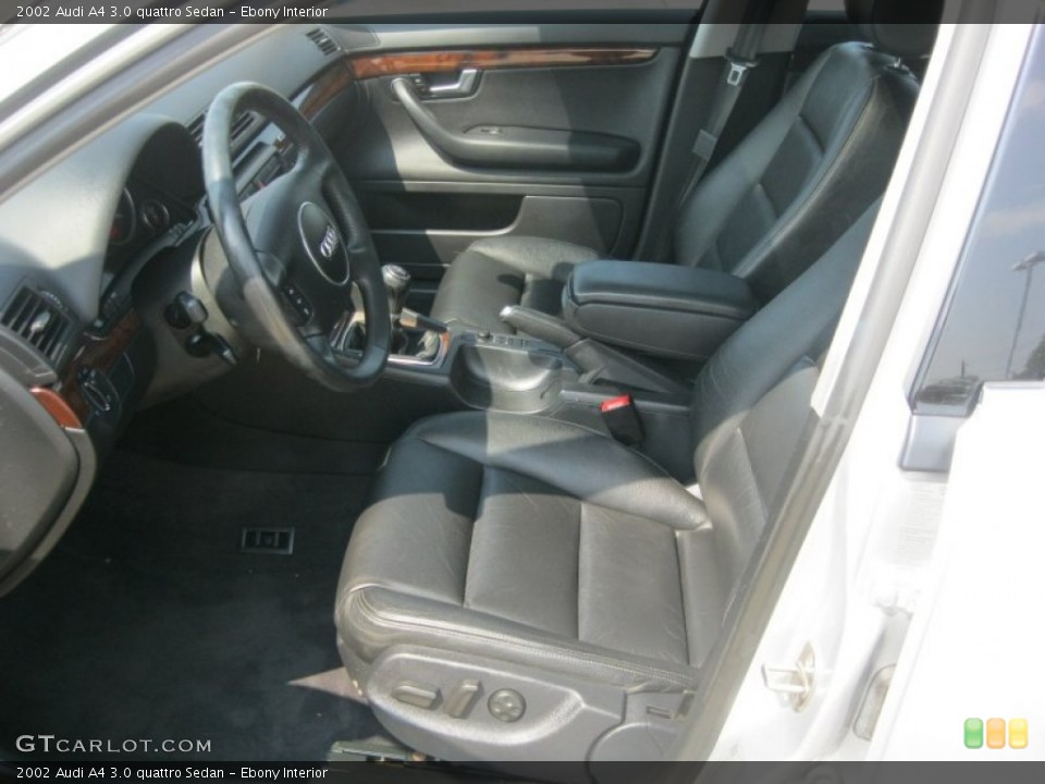 Ebony Interior Front Seat for the 2002 Audi A4 3.0 quattro Sedan #85621318