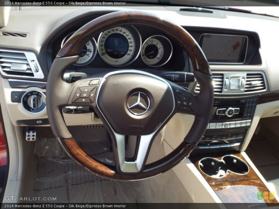 Silk Beige/Espresso Brown Interior Steering Wheel for the 2014 Mercedes-Benz E 550 Coupe #85633009