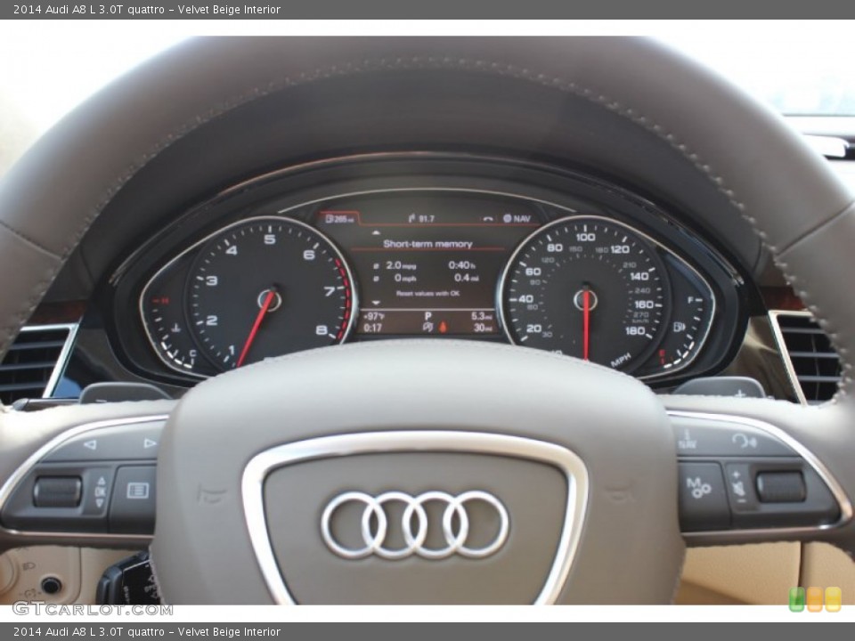 Velvet Beige Interior Gauges for the 2014 Audi A8 L 3.0T quattro #85639723